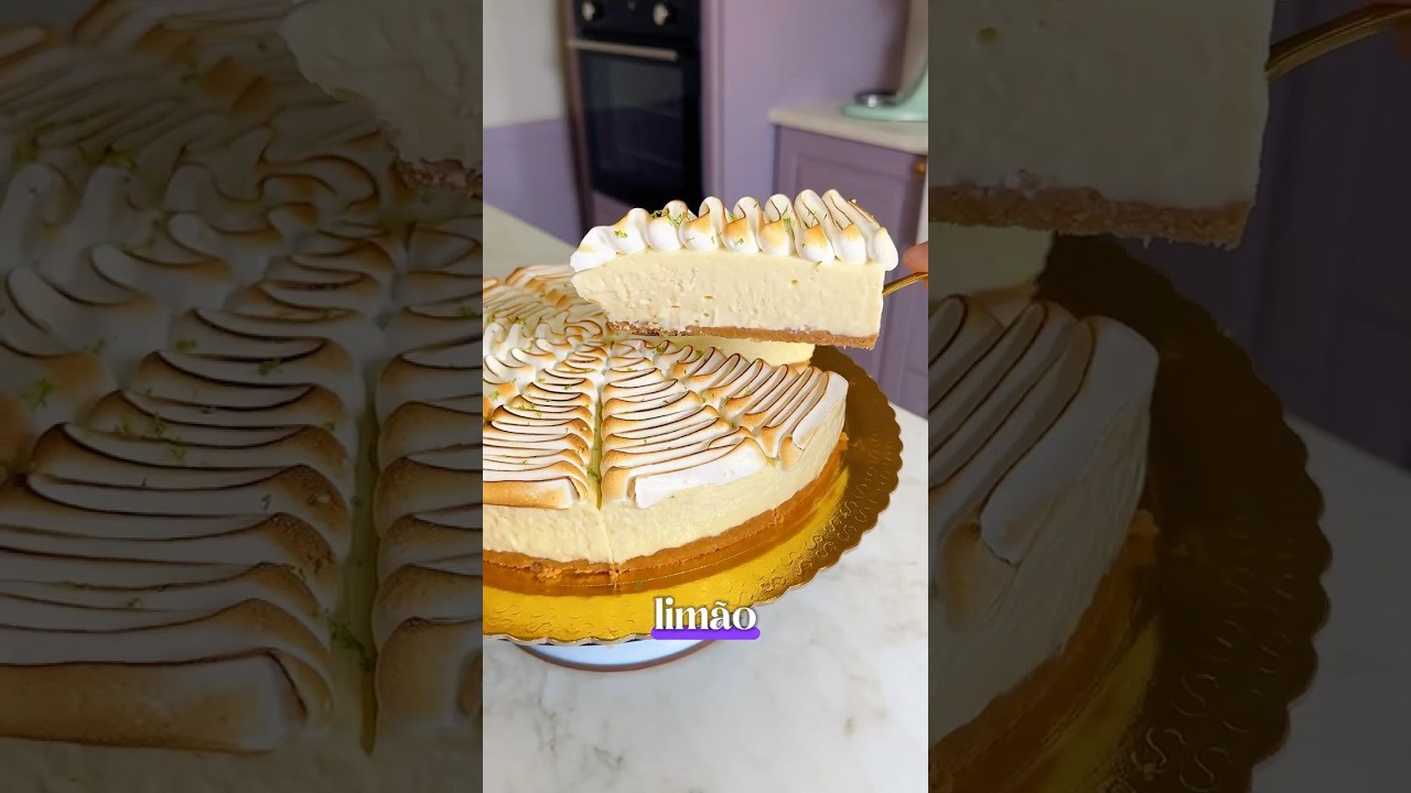 Torta de lim&atilde;o com merengue 💜      Tortas de Vitrine 2.0- Mayara Campos