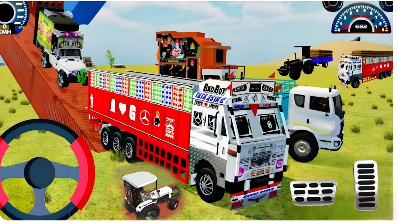 Indian vehicle simulator 3d game loading tractor and pickup