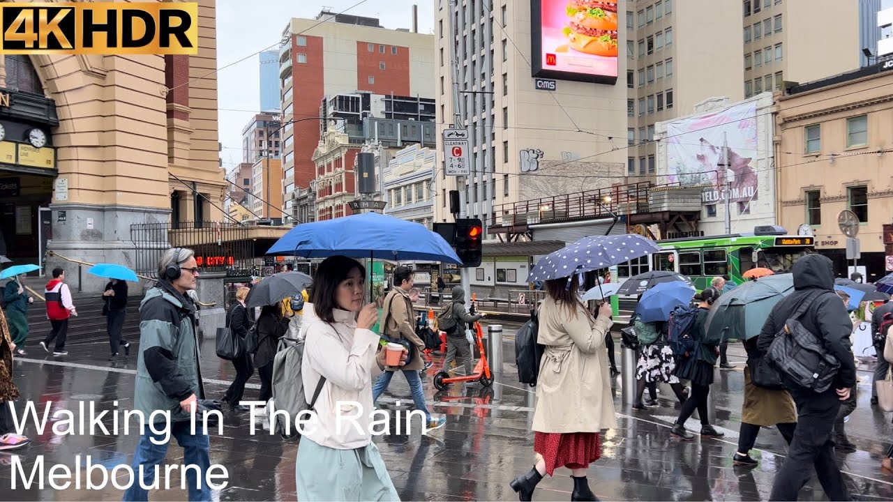 Walking In The Rain | Melbourne Australia | 4K HDR