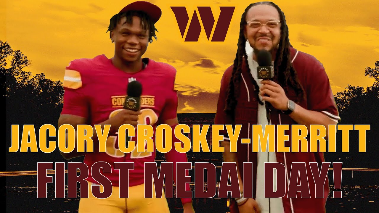 Catching up with rookie Jacory Croskey-Merritt on his first media day ‼️ | Washington Commanders