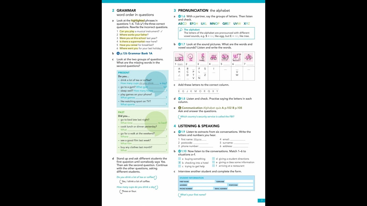 English File 4ed. Pre Intermediate. SB 1.8