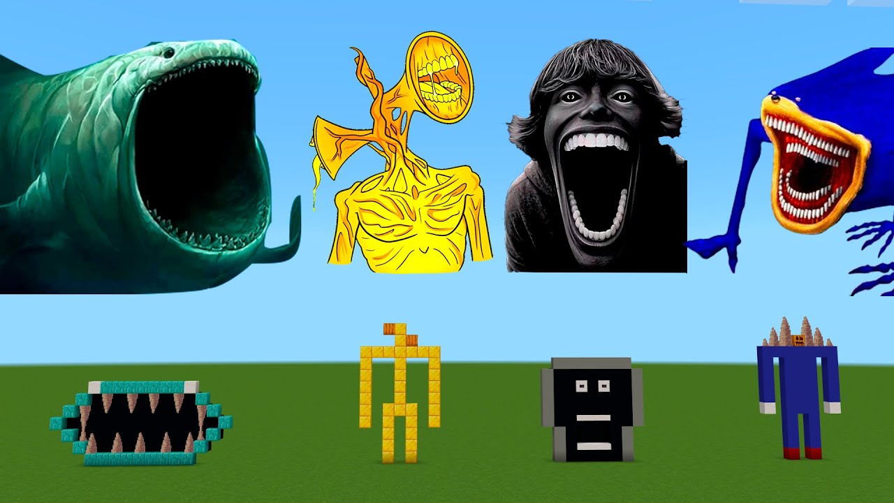 How Spawn Bloop, Golden Siren Head, SCP-67, Shin Sonic in Minecraft PE