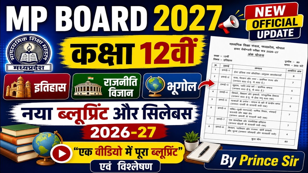 🚨 MP Board Exam 2027 Class 12 Arts Group Blueprint Out! | New Syllabus 2026-27 + Full Analysis 🔥