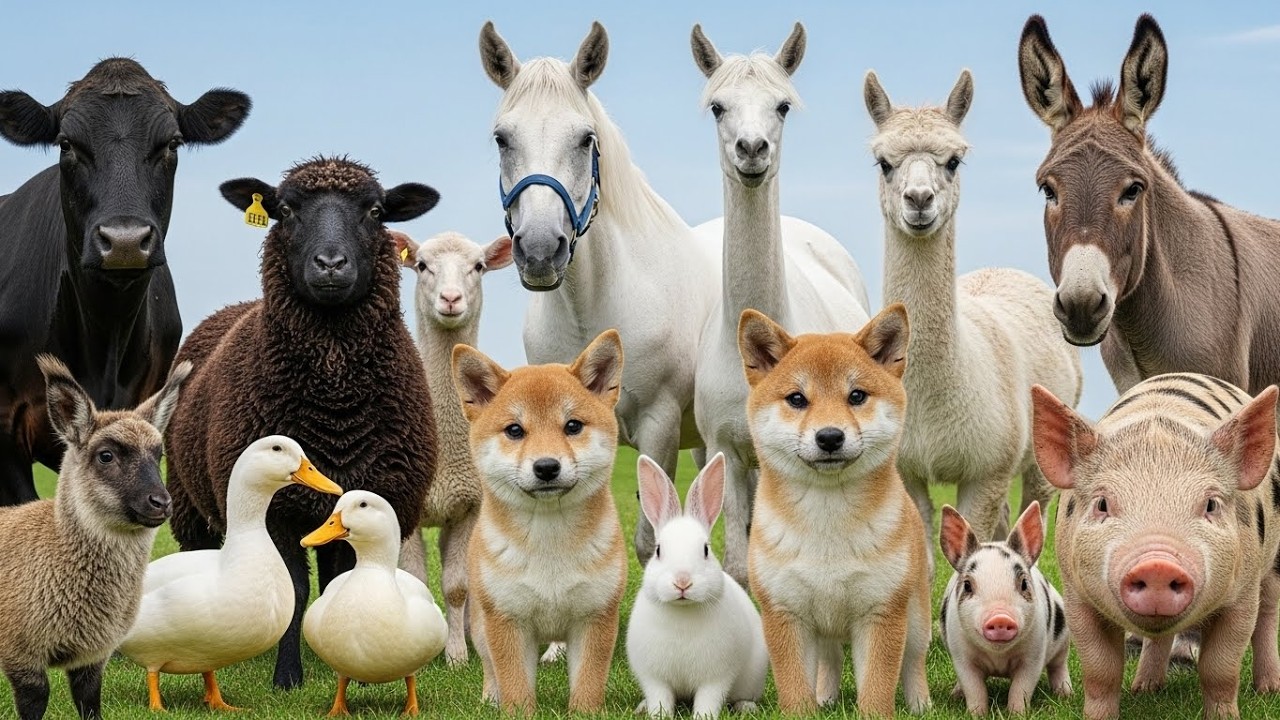 Cute Farm Animal Sounds: Cow, Sheep, Pig, Goat, Duck, Chicken, Dog, Cat