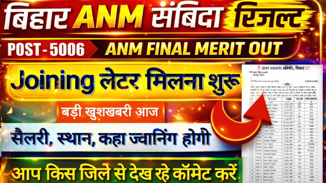 Bihar ANM 5006 Joining Letter | Anm Joining Update | Anm 5006 new update #anm #news18 #biharnews