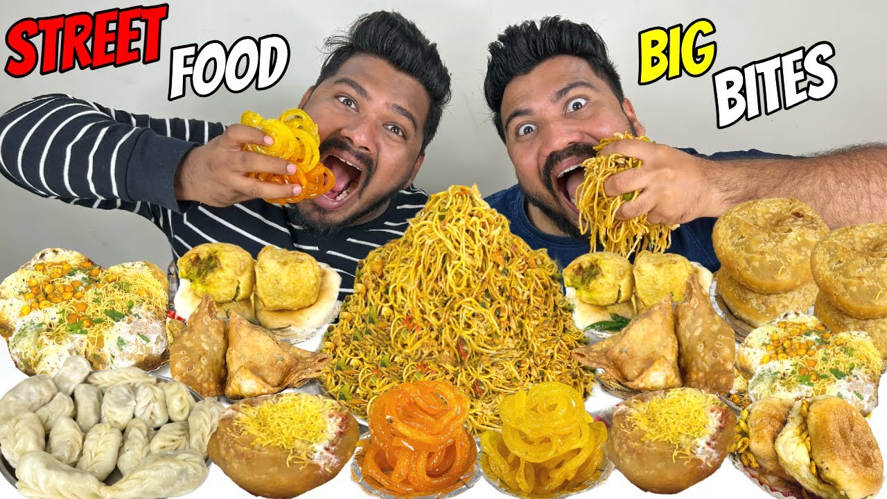 DAHIPURI,VADAPAV,SAMOSA,CHOWMEIN,CHICKEN MOMOS,KACHORI,JALEBI,DABELI MUKBANG🔥*streetfood*(Ep-542)
