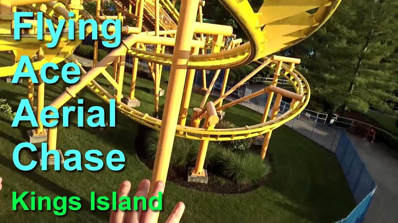 2018 Flying Ace Aerial Chase Suspended Family Roller Coaster Front Seat On Ride HD POV Kings Island