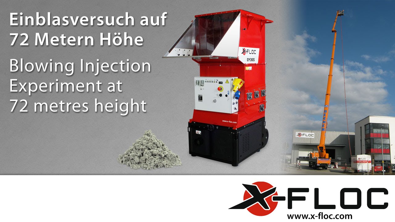 Einblasdämmung in 72m Höhe mit der X-Floc EM365 | Blowing injection experiment at 72 metres height