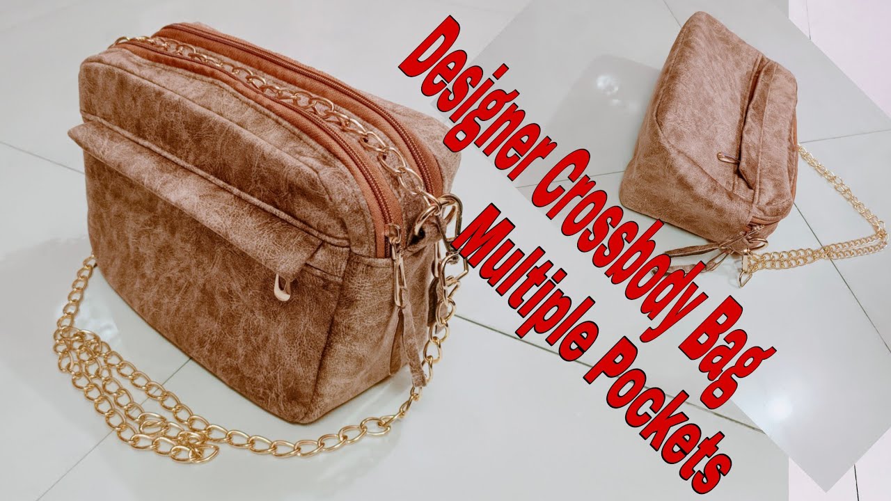 DIY: Designer Crossbody Bag, Shoulder Bag With Multi Pockets Tutorial By Anamika Mishra...