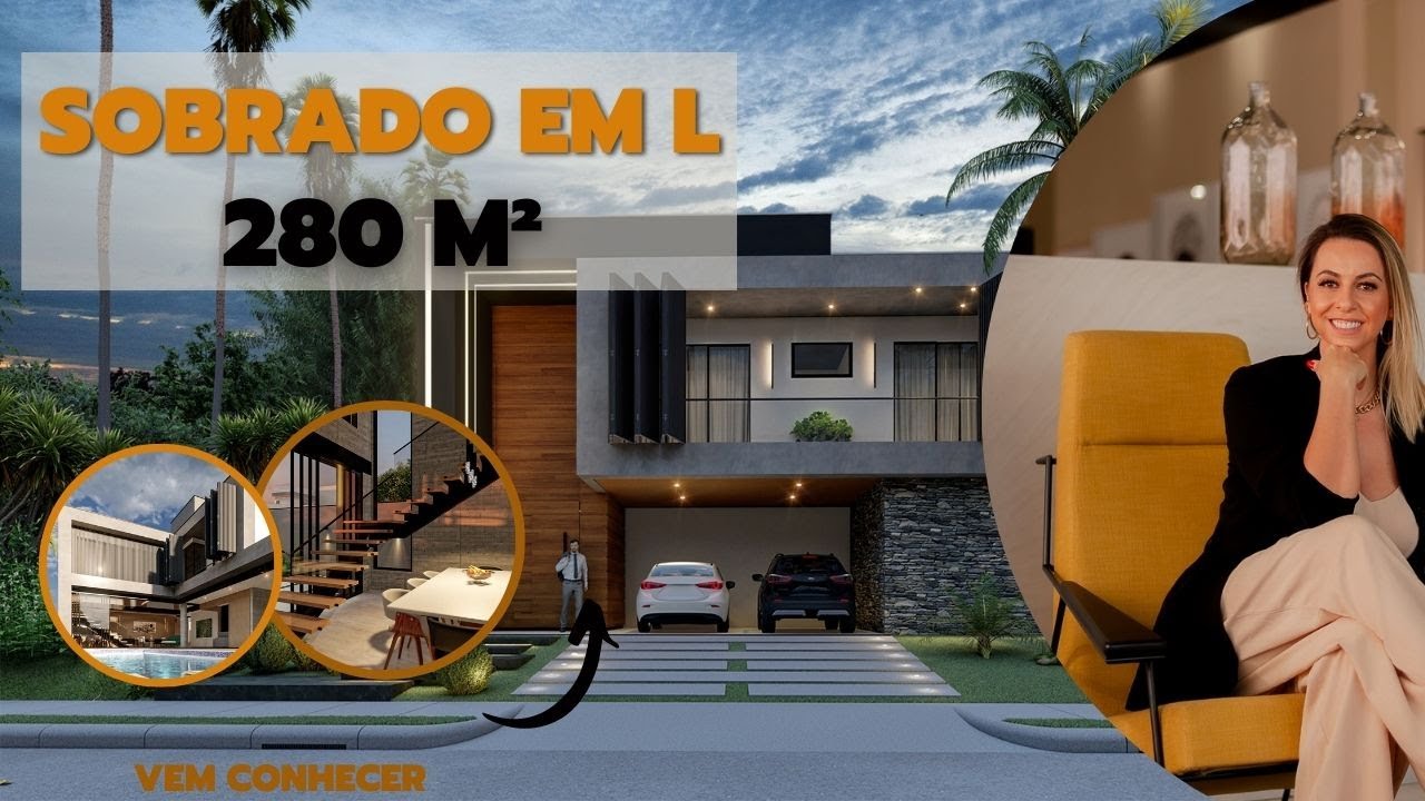 PROJETO DE SOBRADO EM L 280,00 M²