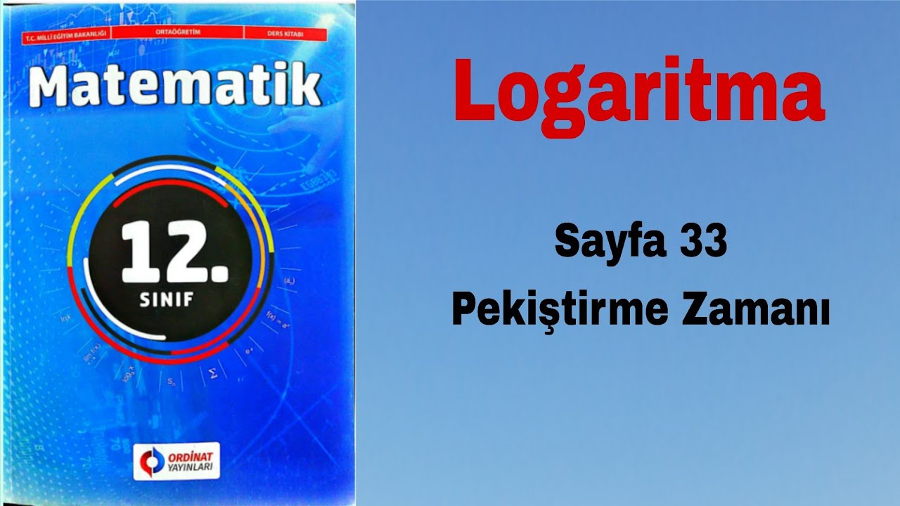 3)12. Sınıf Meb Ordinat Yay.  Matematik Kitabı Syf. 33 Pekiştirme Çözümleri
