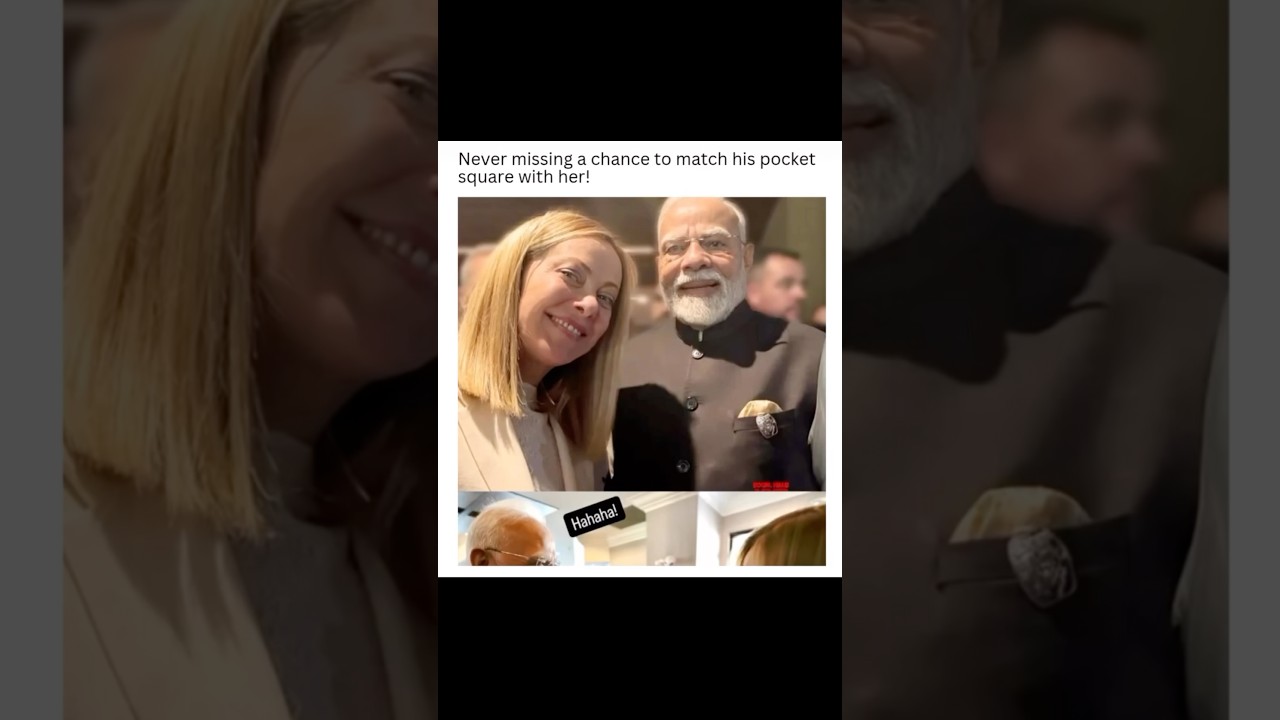 Matching pocket square-  pure respect- Modi Ji 💕 Meloni #viral #modimeloni #melody #modi #meloni