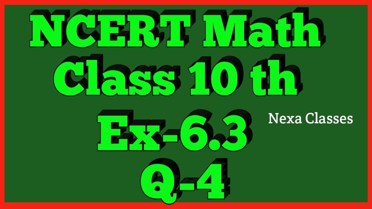 Triangles | Chapter6 Ex 6.3 Q 4 class 10 | NCERT | Math Class 10th