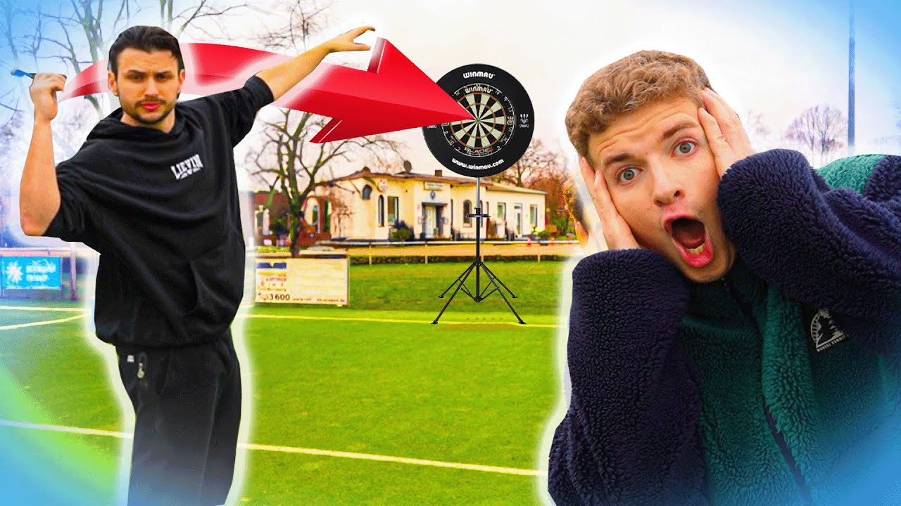 DARTSCHEIBE von immer weiter weg TREFFEN CHALLENGE! 😱🎯 (40 Meter Versuch)