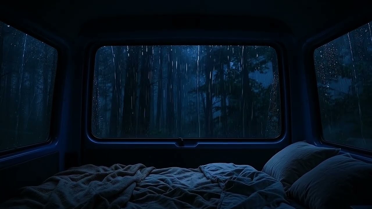Rain and Thunder on a Camping Car | Heavy Storm Night for Deep Sleep and Relaxation