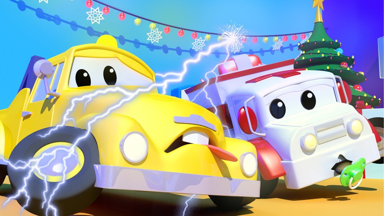 Amber, a ambulância - Pequeno Tom toma choque com as luzes de Natal - Cidade da Carro 🚓 🚒
