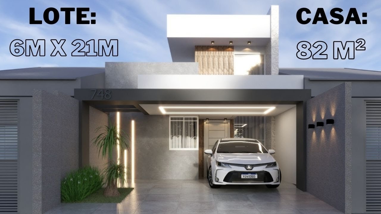PROJETO CASA 6M x 21M COM 82 m² - DEIXE NOS COMENTÁRIOS SUGESTÕES PARA NOVOS VÍDEOS!