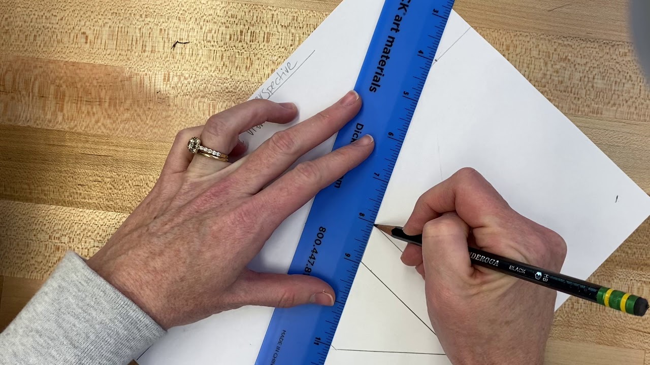 Two-point Linear Perspective: step-by-step. Bird&rsquo;s Eye View with overlapping
