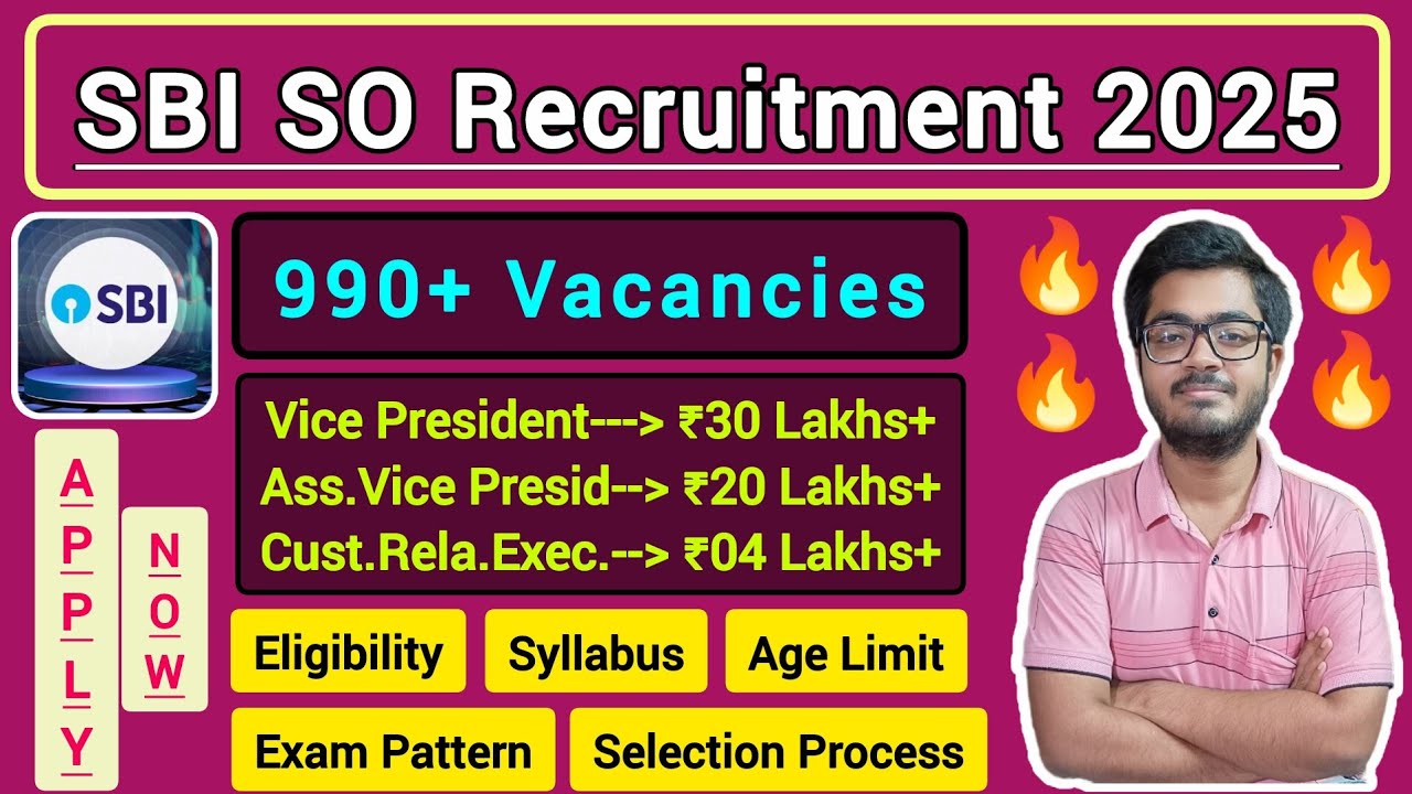 SBI SO Recruitment 2025 || 996 Specialist Officer Posts || Salary ₹45 Lakh || Apply Online Now ||
