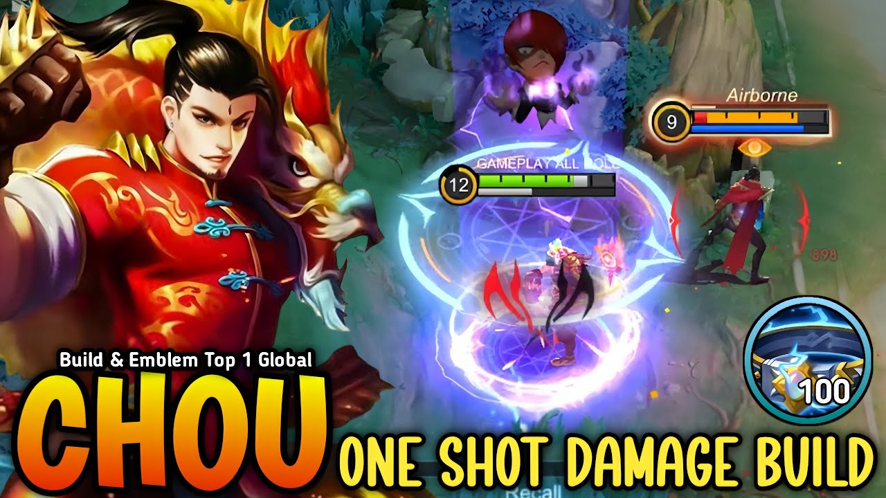 TRY THIS NEW 1 HIT BUILD AND EMBLEM FOR CHOU 2024 - CHOU EXP LANE GAMEPLAY