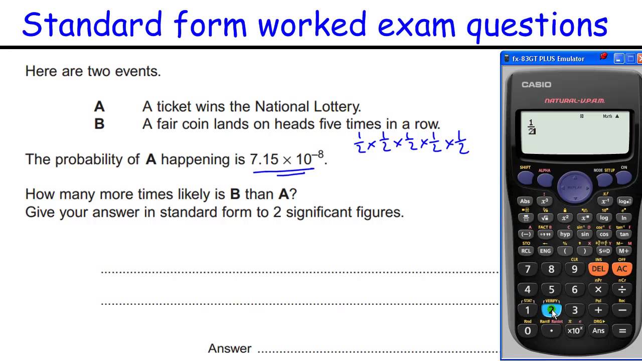 How to do Standard Form GCSE Maths revision Higher level worked exam questions