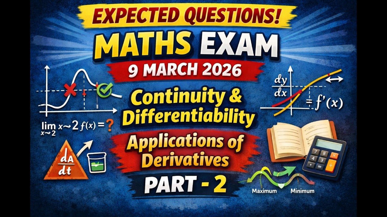 Expected question on Continuity & differentiability, Case based ques, application of derivatives