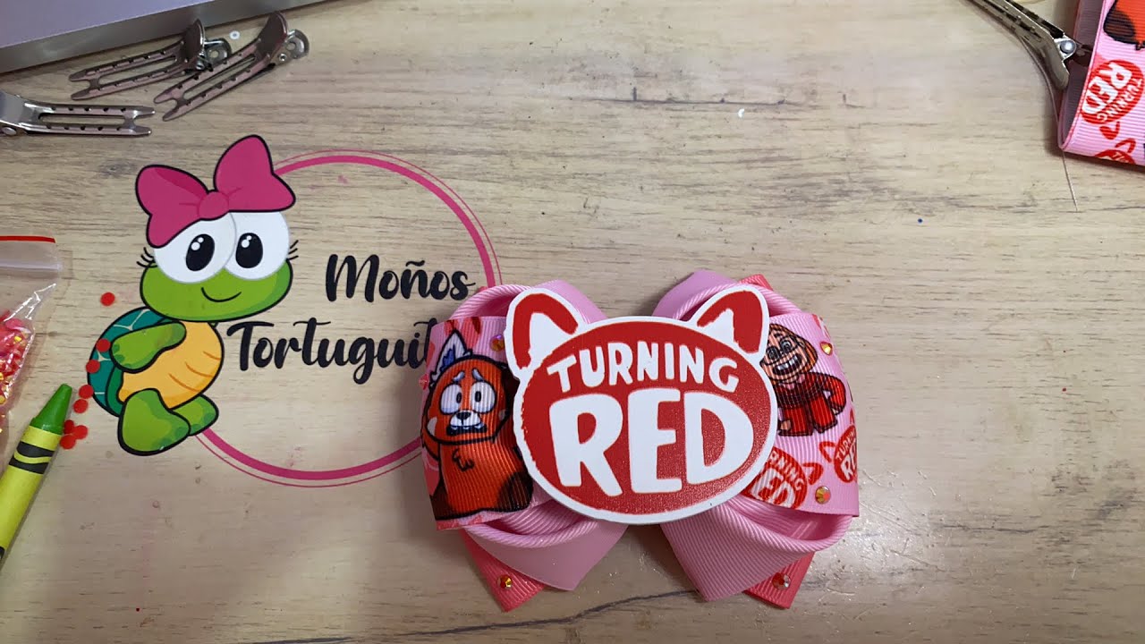 Moño con listón 5 cm en par turning Red