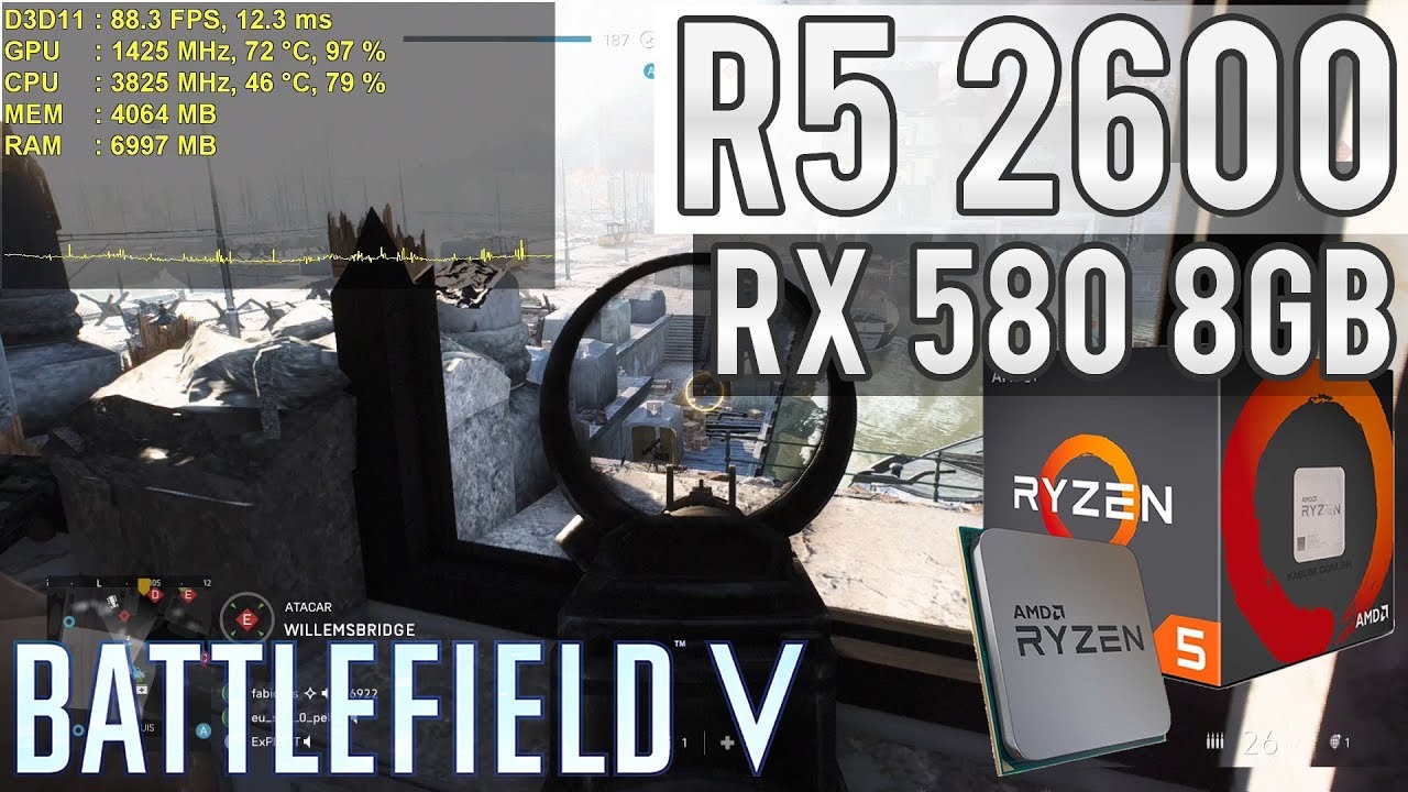 Teste BF5 Multiplayer - R5 2600 / RX 580 8GB / 8GB RAM - Ultra vs Low Full HD, 2.5K e 4K