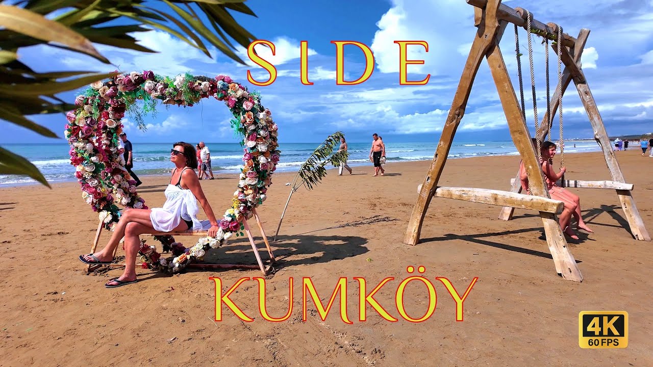 SIDE KUMKOY 4K APRIL BEACH Walking tour from KIRMAN to Miramare Hotels / TÜRKIYE #turkey