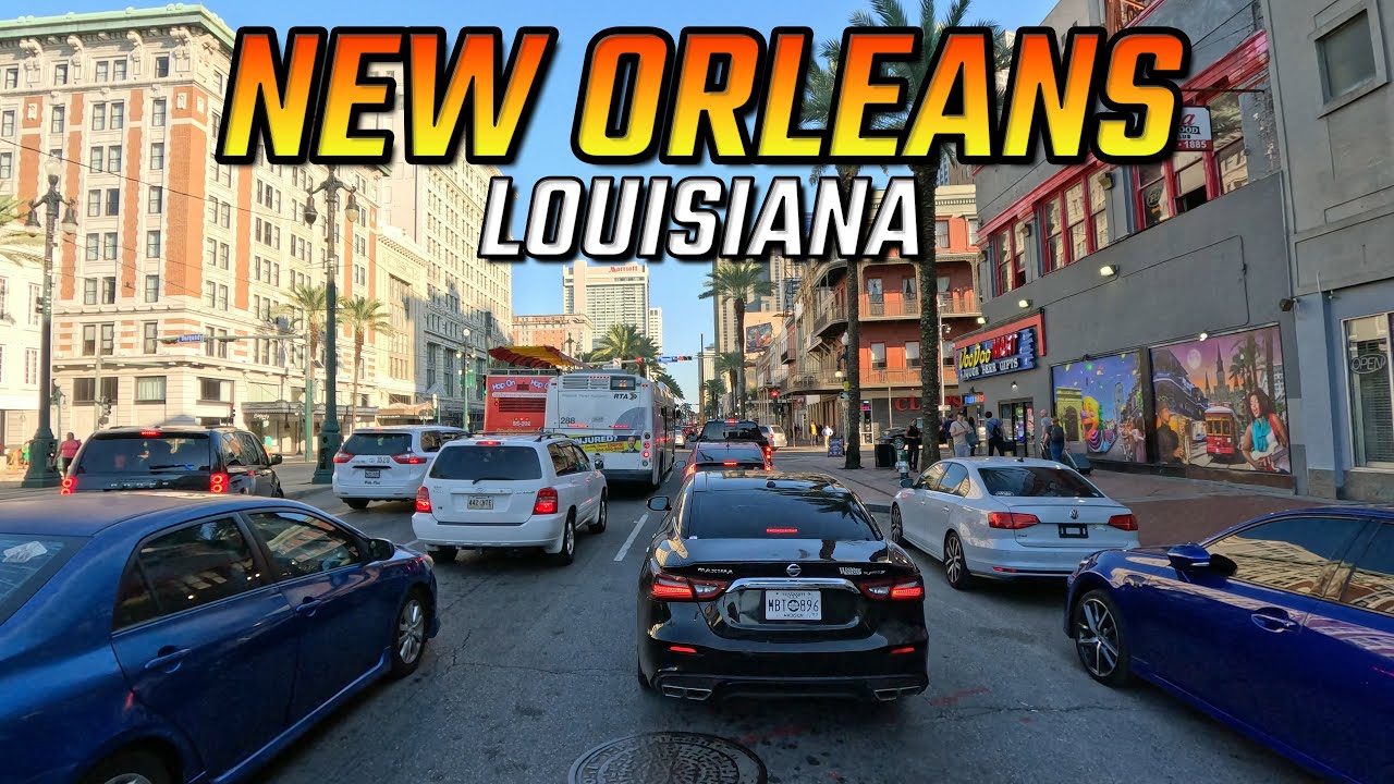 New Orleans Louisiana Driving Through