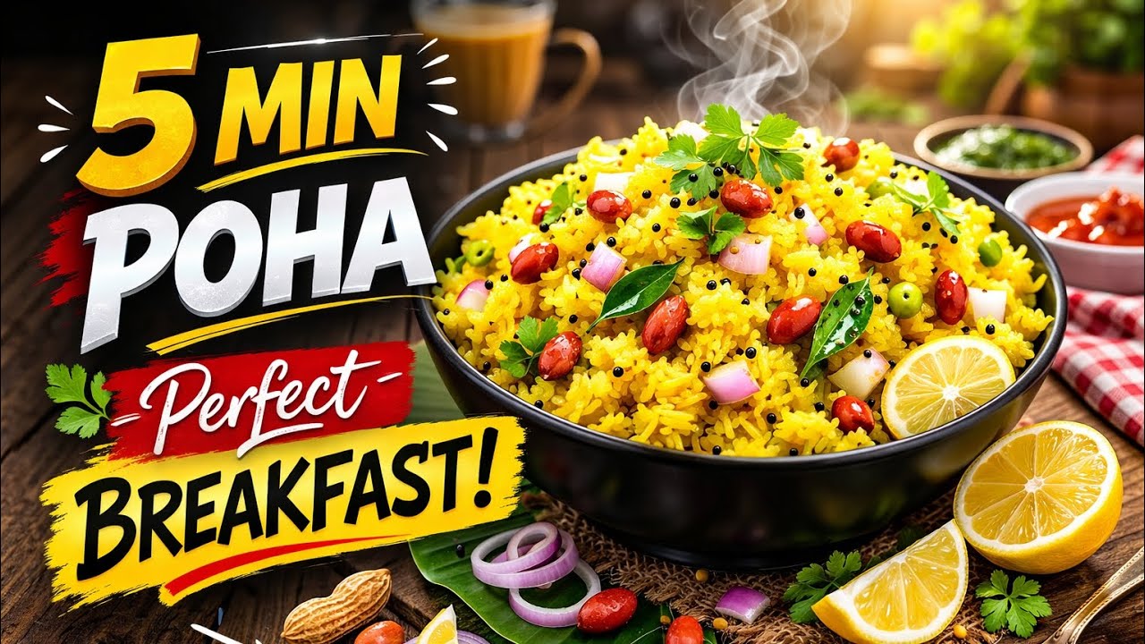 5 Min Poha Recipe | Soft & Fluffy Breakfast