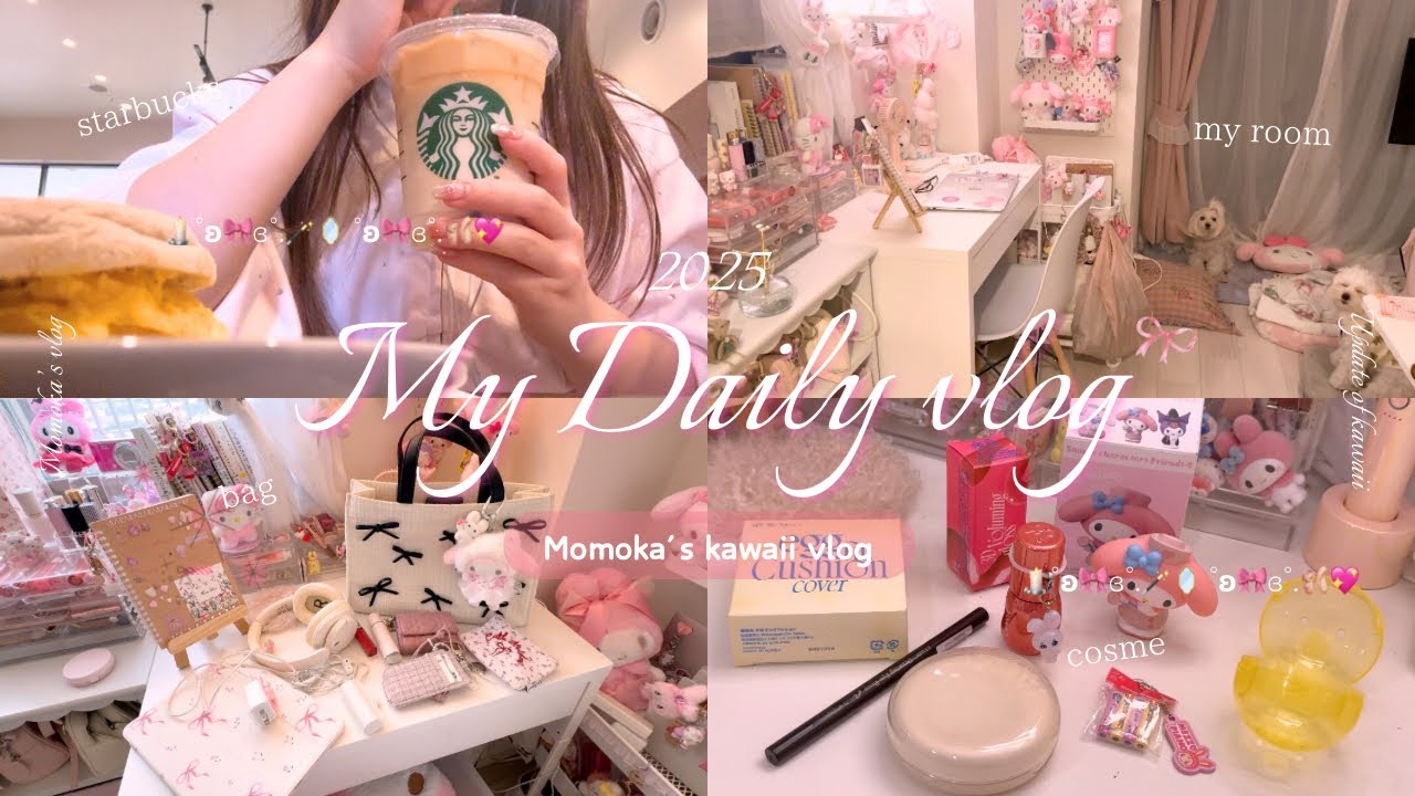 vlog | ピンク好き社会人のよく食べてよく働いて可愛いに囲まれた日常vlog🎀💓✨スタバ/ガチャガチャ/サンリオ