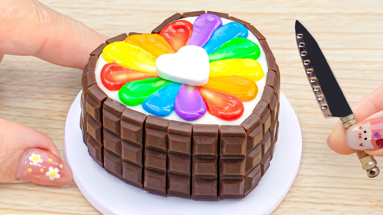 Mini Rainbow Chocolate Cake Recipe 🍫🌈 | Fun KitKat Cake Decorating Tutorial