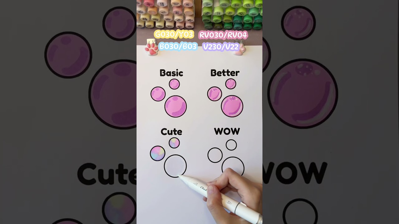 4 ways to draw bubbles 🫧 Quick coloring tutorial using Ohuhu #coloring  #coloringtutorial #art