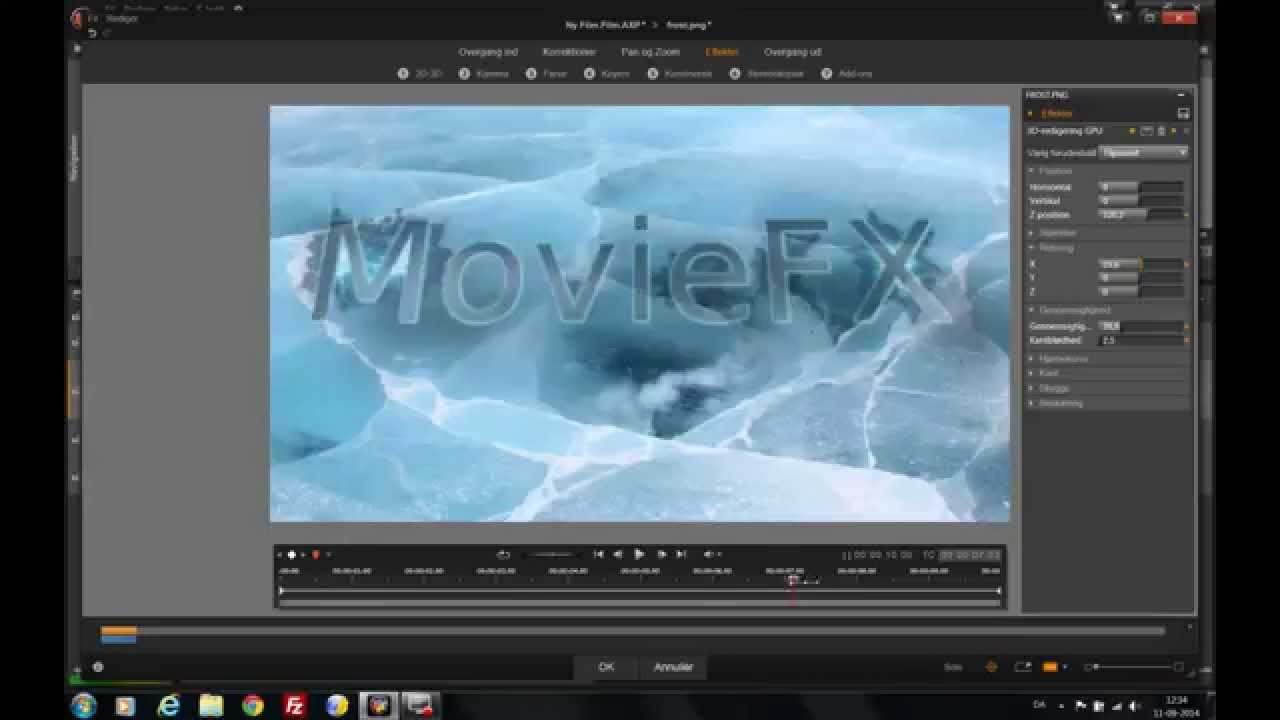 Text Intro 3D animeret Tutorial vejledning GIMP Pinnacle studio 17 ultimate Dansk