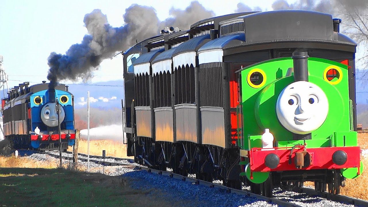Thomas & Percy Trains Passing Red Caboose Motel