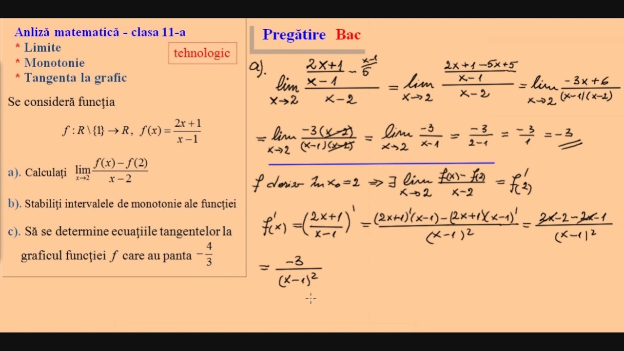 Pregatire Bac - Analiza Matematica, Clasa a XI-a (Tehnologic)