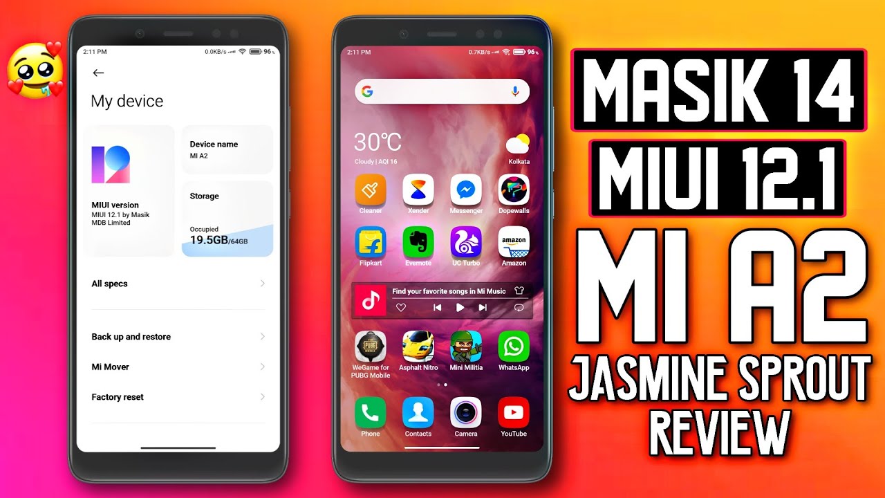 Install MASIK 14.0 MIUI 12.1 on Mi A2 (jasmine sprout) | Masik OS 14.0 Rom Review