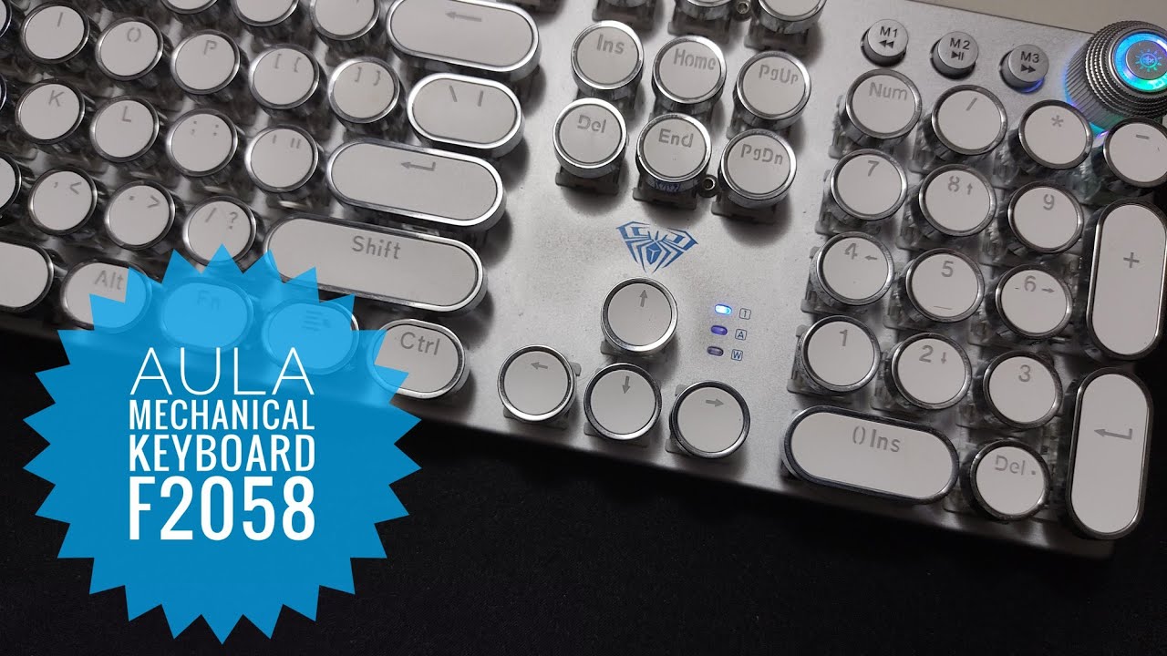 AULA Mechanical Keyboard F2058/F2088 (White Punk Circular keycap)