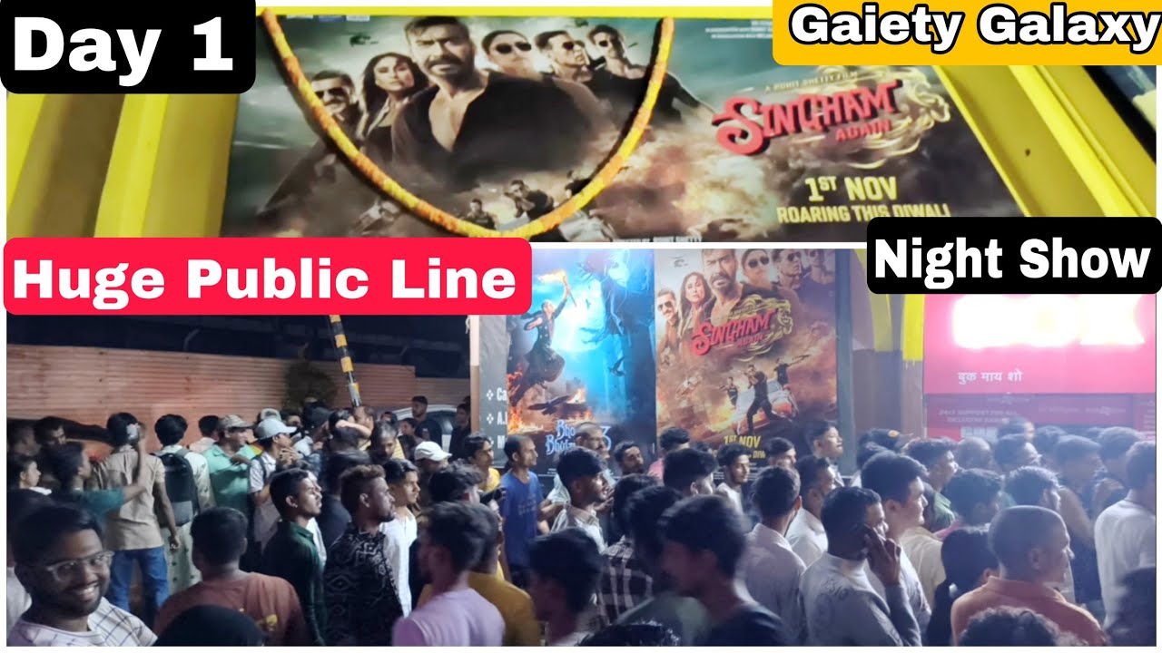 Singham Again Movie Huge Public Line Day 1 Night Show At Gaiety Galaxy Theatre In Mumbai