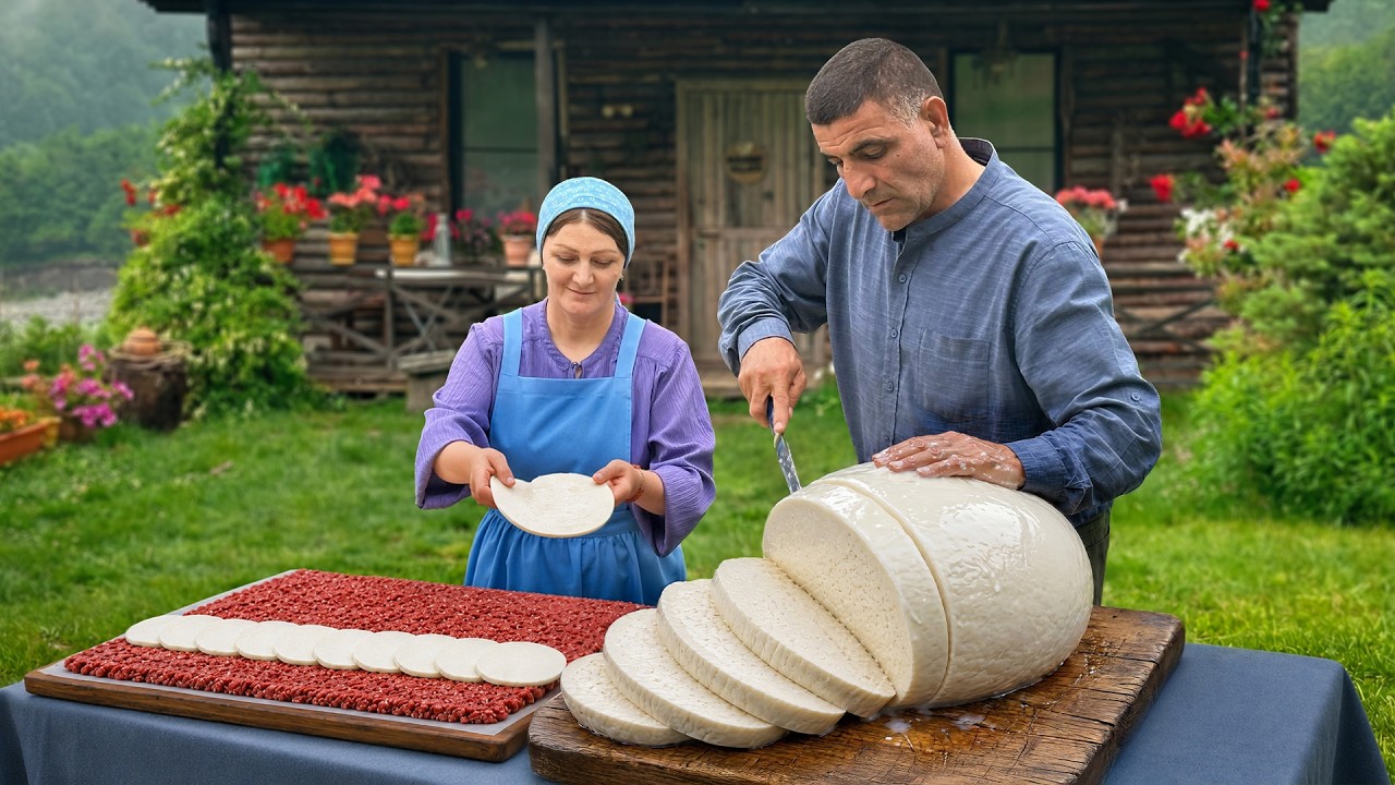 Peaceful Village Life Making Fresh Mozzarella Cheese