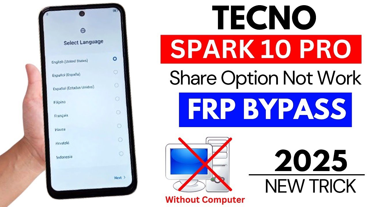 Tecno Spark 10 Pro Frp Bypass Without Pc 2025 | WiFi Share Article Not Work | Google Account Bypass