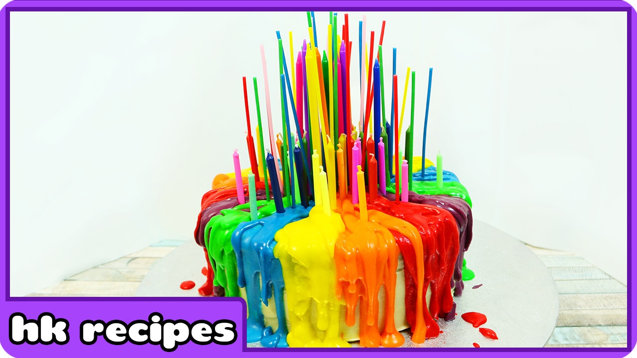 Rainbow Cake with Melting Candles Tutorial | Birthday Cake Decorating Tips by Hoopla Recipes