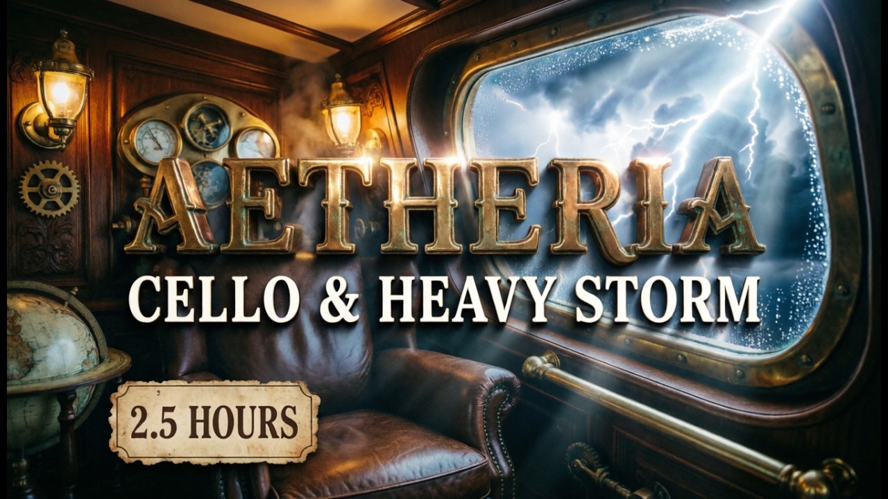 AETHERIA: Melancholic Steampunk Airship | 2.5 Hours Cello & Heavy Storm Ambience for Sleep