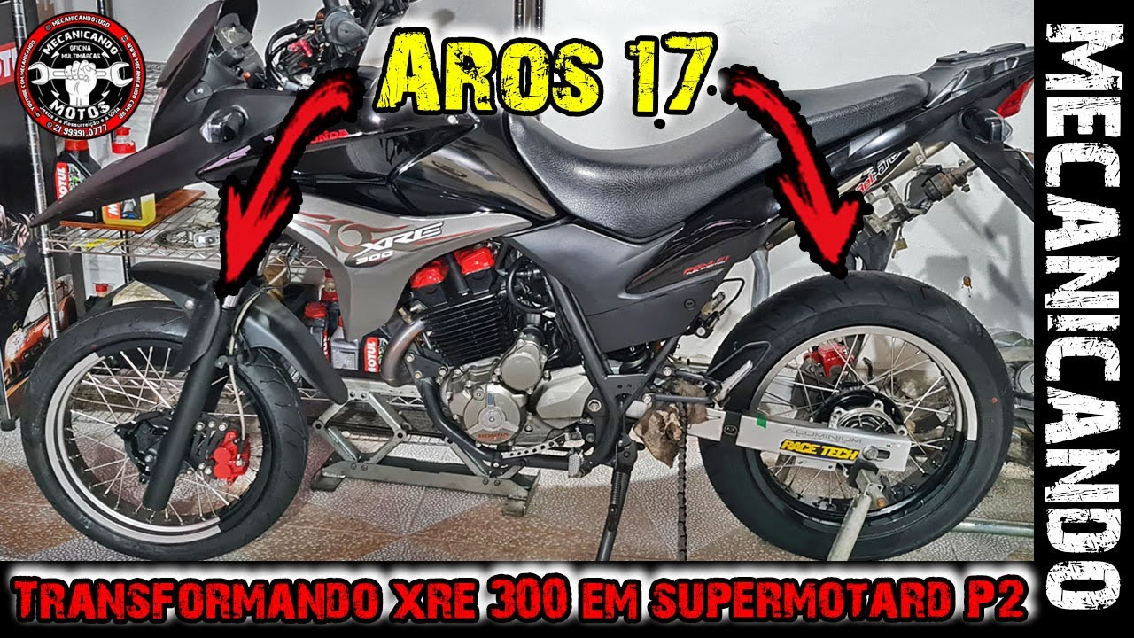 TRANSFORMANDO XRE 300 EM SUPERMOTARD - RODA TRASEIRA E PINTURA BALANAÇA - PARTE 2 - MECANICANDO