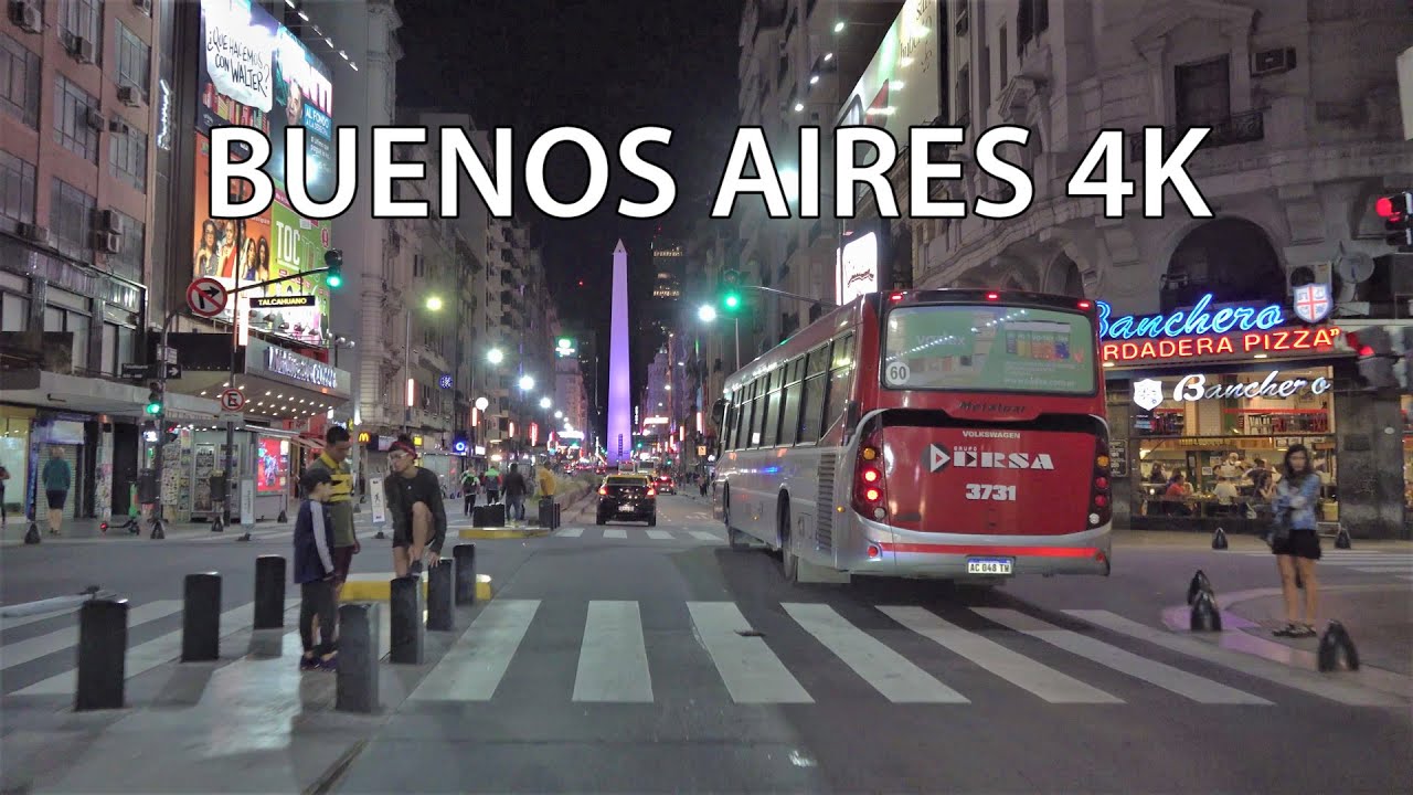 Buenos Aires 4K - Night Drive - Driving Downtown