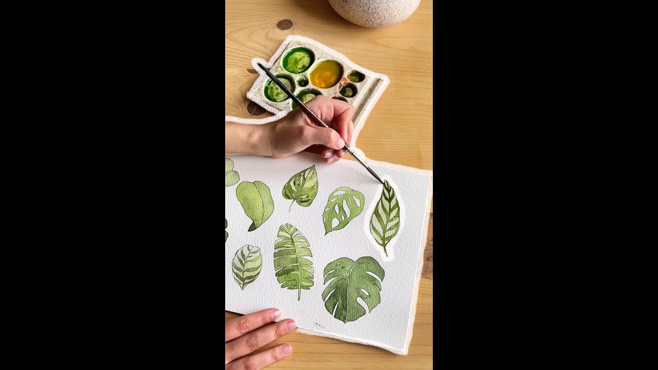 Estrenamos canal pintando hojas 👋🏼🌿 #shorts #watercolor #acuarela #fyp #illustration