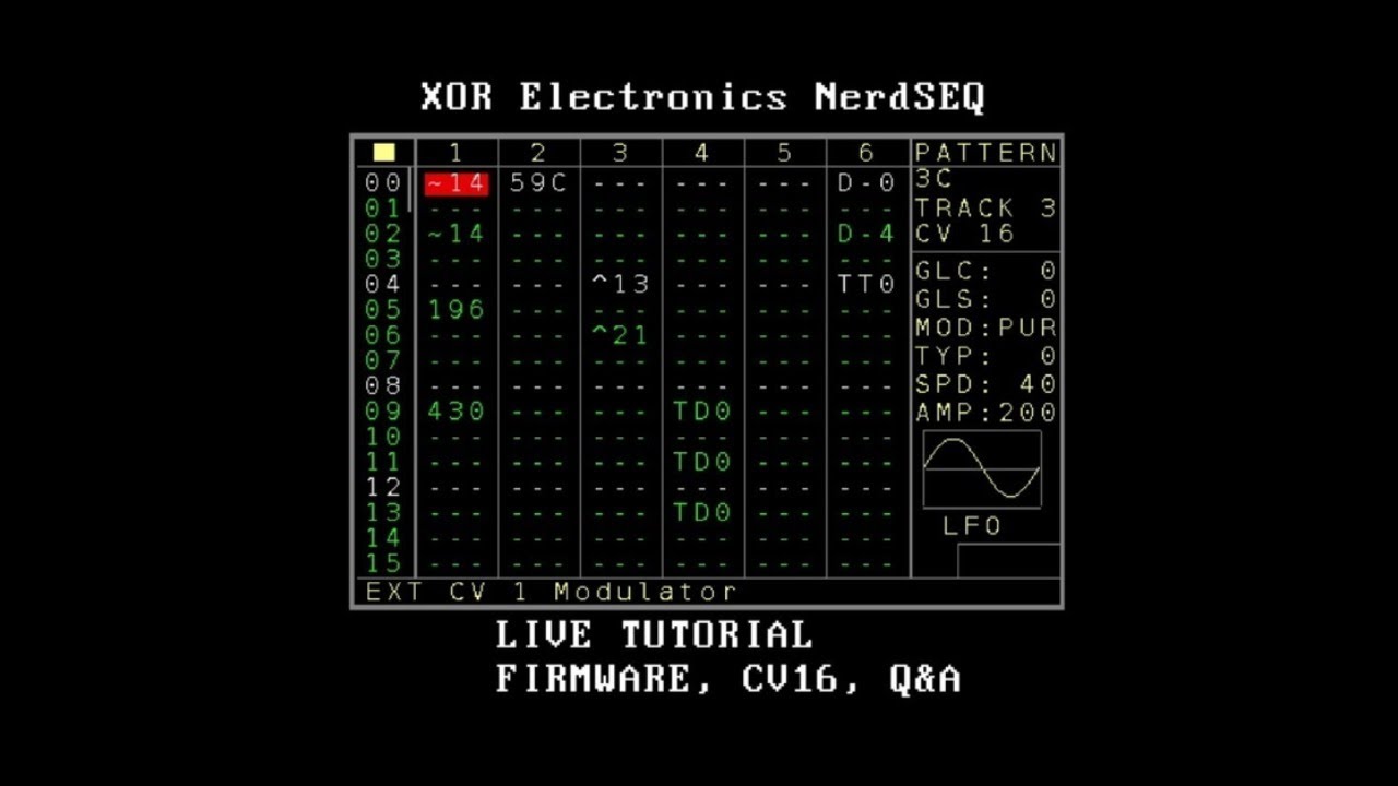 XOR NerdSEQ live tutorial latest Firmware, CV16 Expander , Q&A