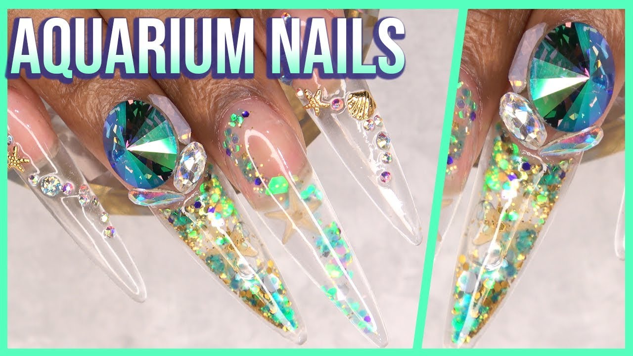 Acrylic Nails Tutorial - Aquarium Nails with Nail Forms - How To Clear Nails