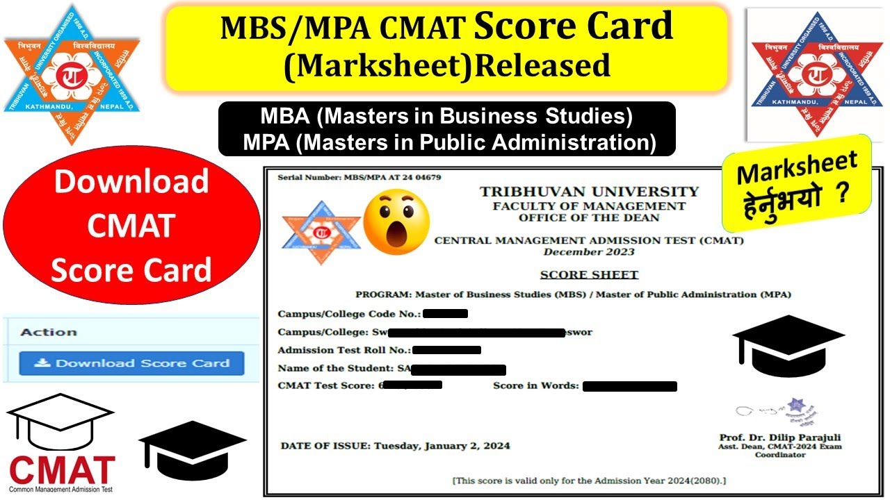 Download MBS/MPA CMAT Score Card 2080 \ How to download TU-CMAT Score Card | MBS/MPA | TU CMAT 2080